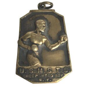 WW2 U.S.M.S.T.S Sterling Boxing Medal Sheepshead Bay Navy Merchant VTG Rare